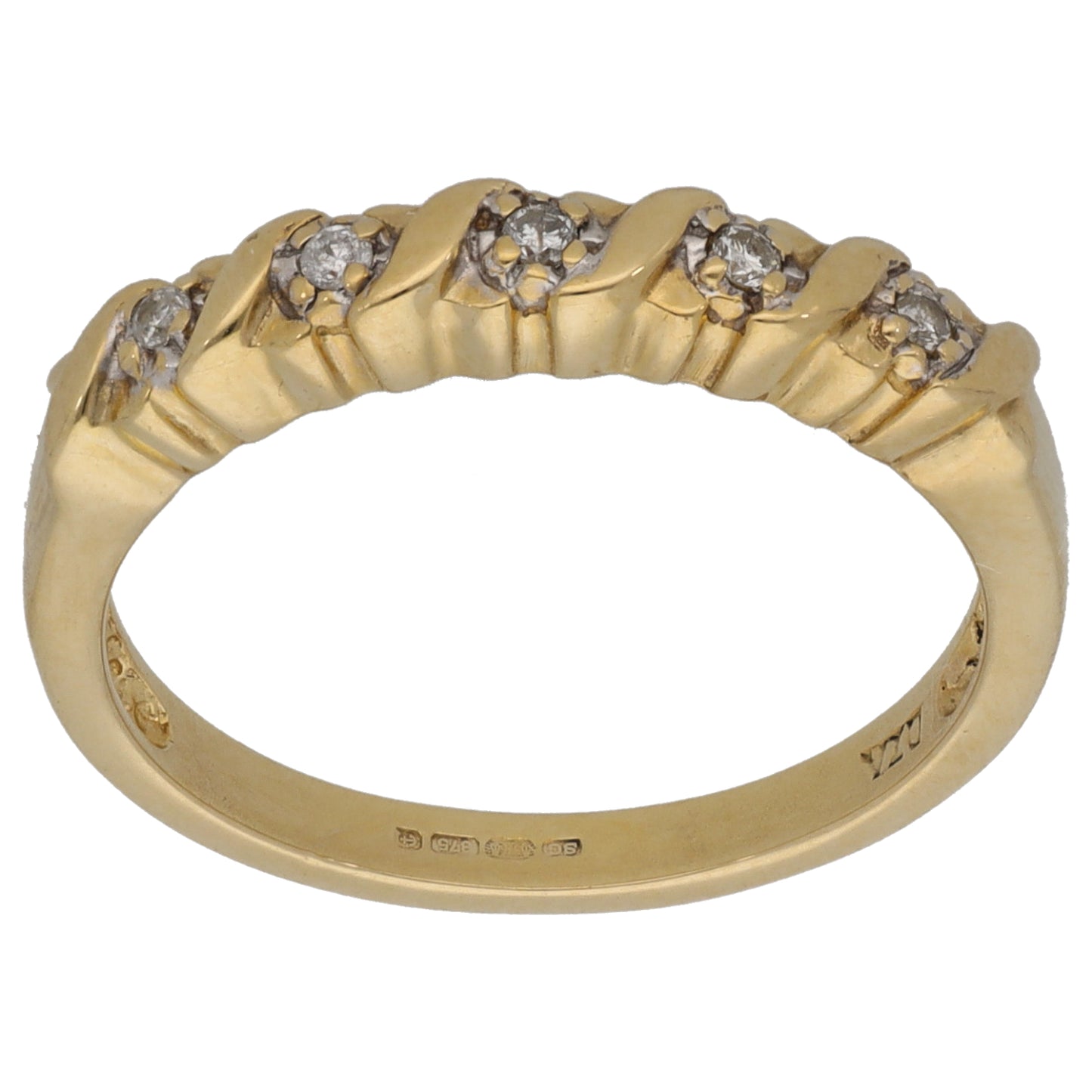 9ct Gold 0.05ct Diamond Half Eternity Ring Size M