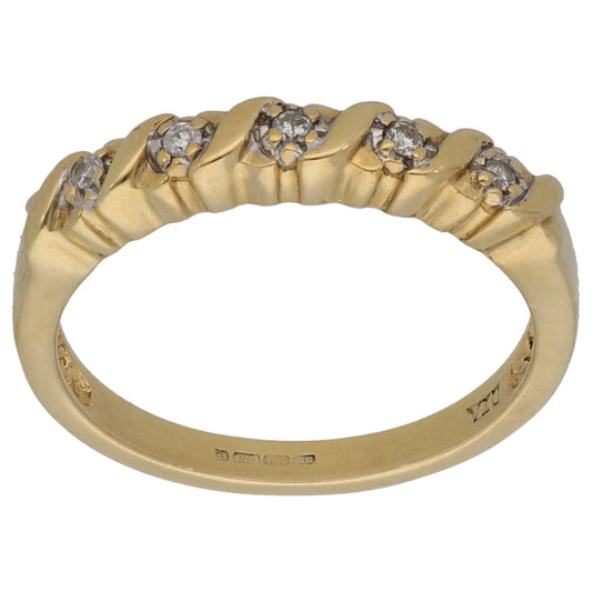 9ct Gold 0.05ct Diamond Half Eternity Ring Size M