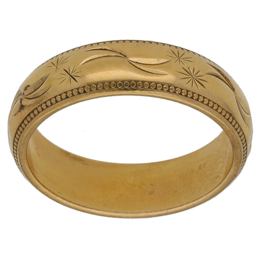 9ct Gold Patterned Wedding Ring Size K