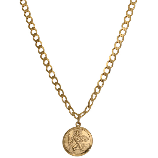 9ct Gold St Christopher Pendant With Chain