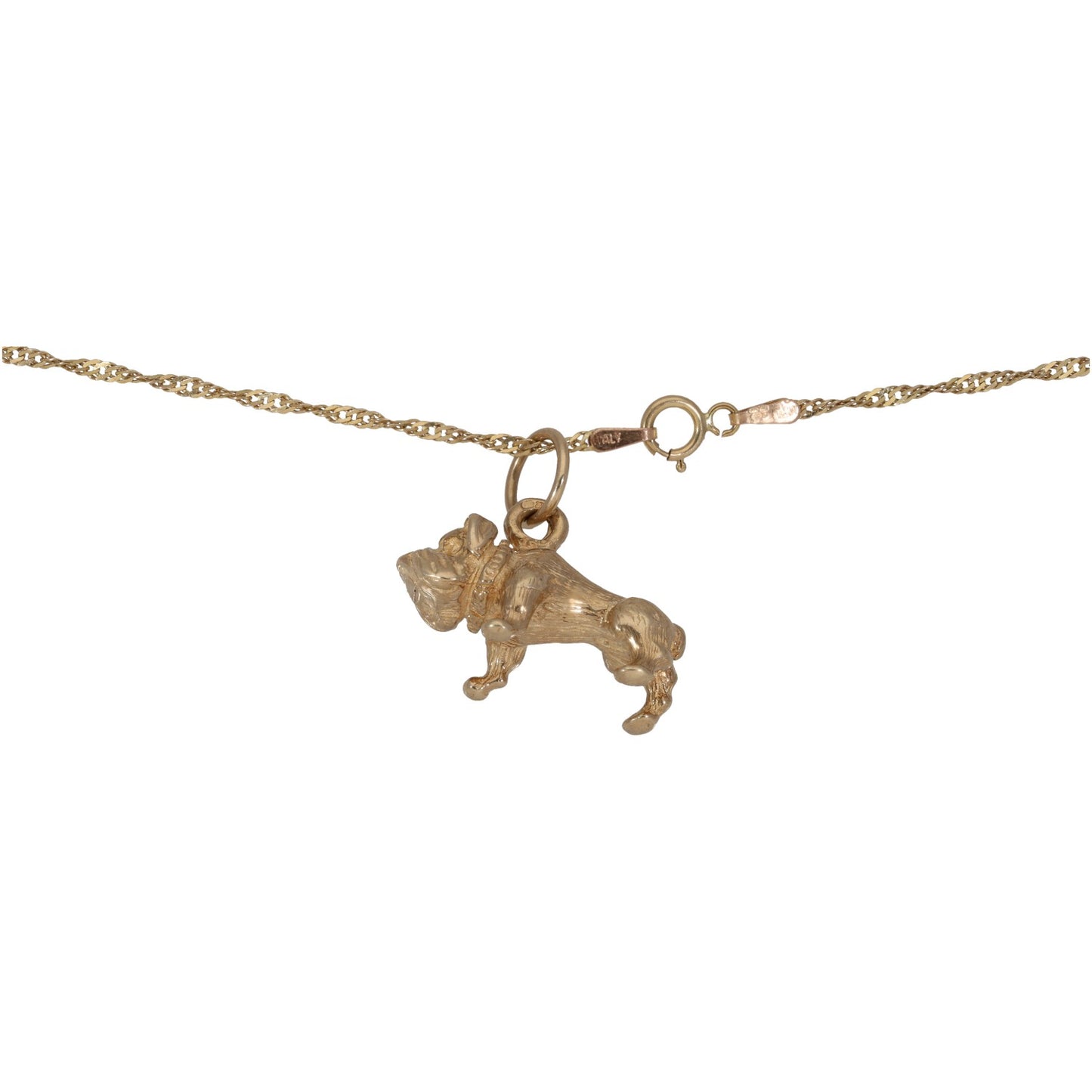 9ct Gold Bulldog Pendant With Chain
