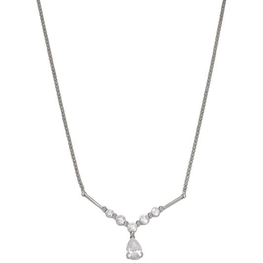 9ct White Gold Cz Fancy Necklace 16"