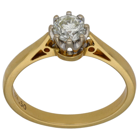 18ct Gold 0.50ct Diamond Solitaire Ring Size O