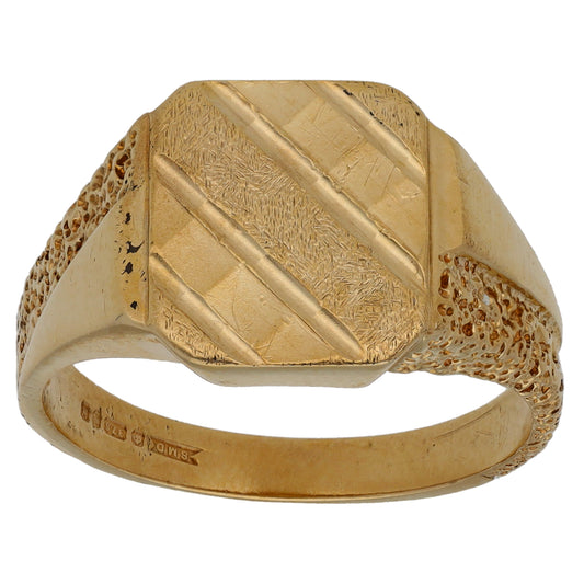 9ct Gold Patterned Signet Ring Size U