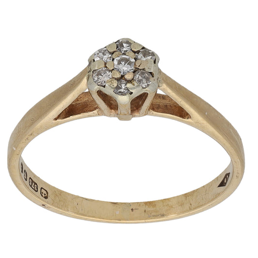 9ct Gold 0.07ct Diamond Cluster Ring Size K