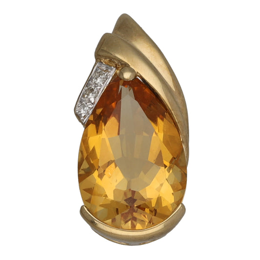 9ct Gold 0.03ct Diamond & Citrine Dress/Cocktail Pendant
