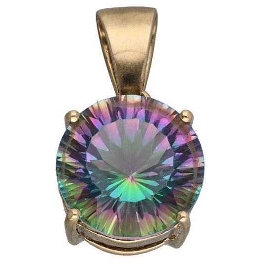 9ct Gold Coated Quartz Single Stone Pendant