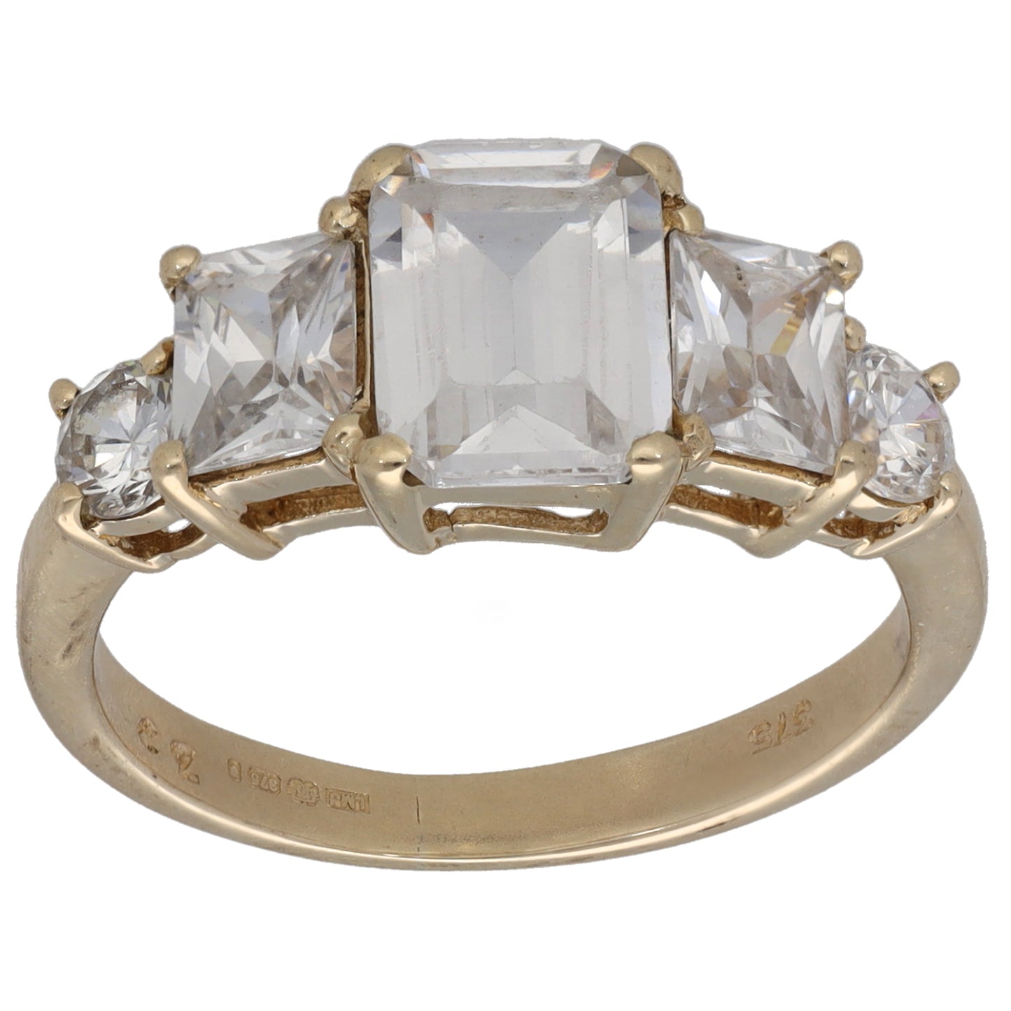 9ct Gold Cubic Zirconia Dress/Cocktail Ring Size L