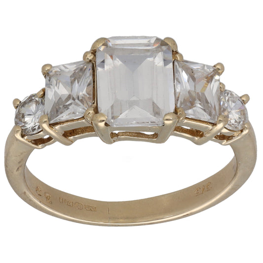 9ct Gold Cubic Zirconia Dress/Cocktail Ring Size L