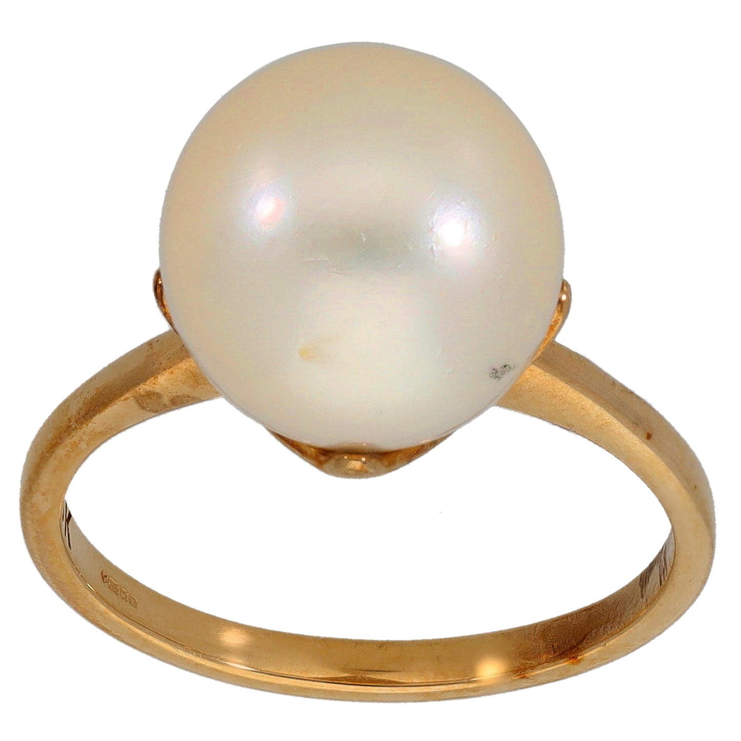 9ct Gold Cultured Pearl Single Stone Ring Size N