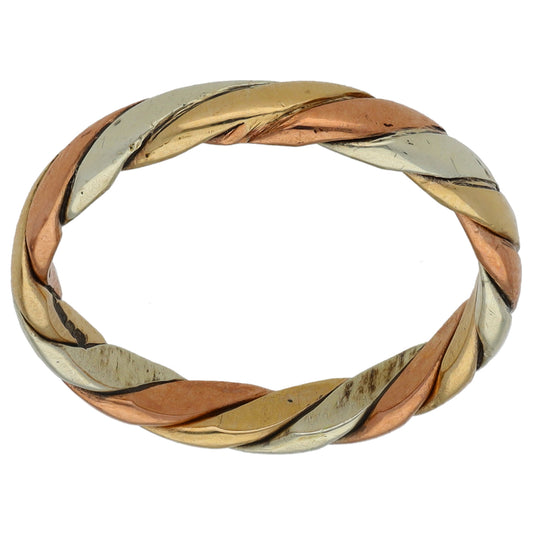9ct Tricolour Gold Plain Wedding Ring Size M