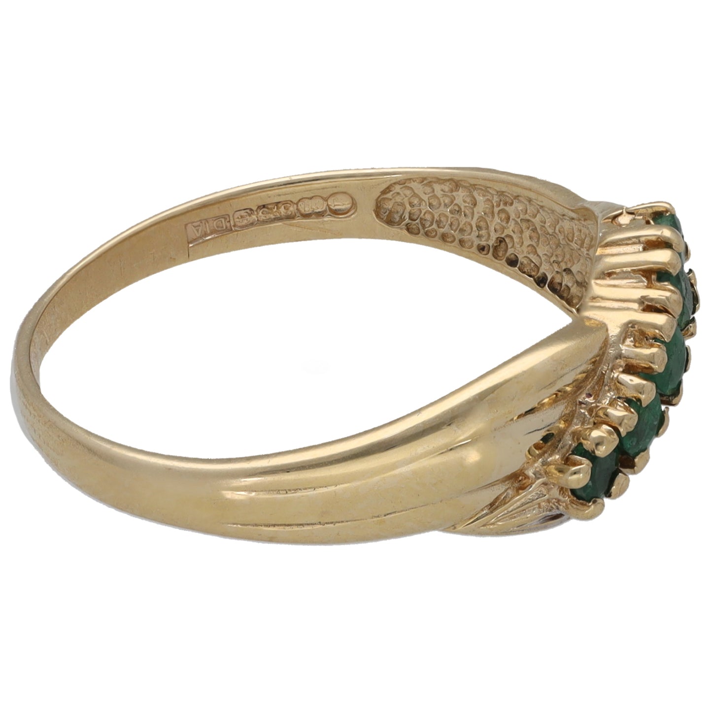 9ct Gold Emerald & 0.005ct Diamond Dress/Cocktail Ring Size O