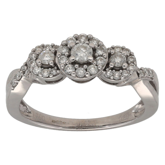 18ct White Gold 0.50ct Diamond Dress/Cocktail Ring Size P