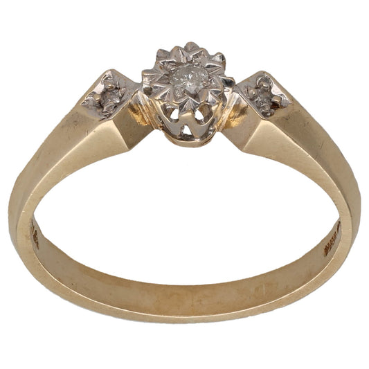 9ct Gold 0.05ct Diamond Trilogy Ring Size L