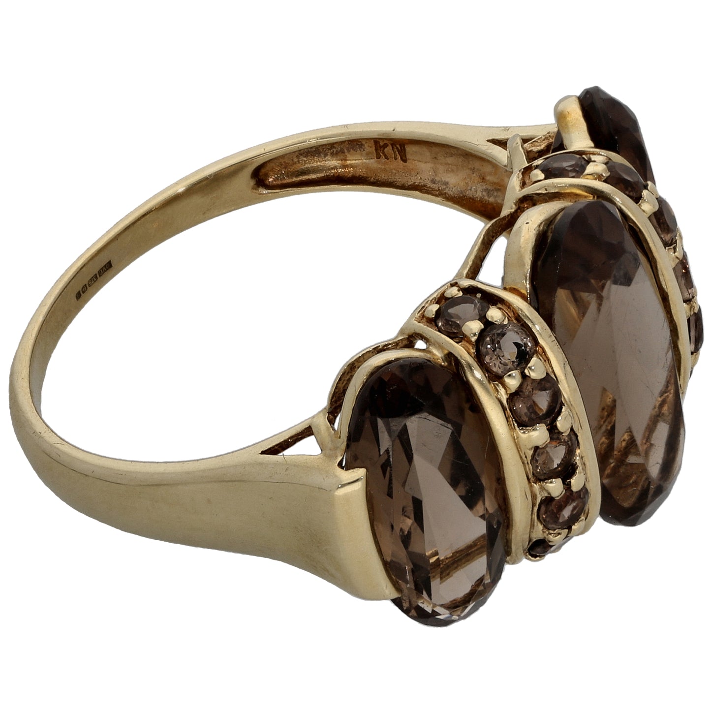 9ct Gold Smoky Quartz Dress/Cocktail Ring Size S