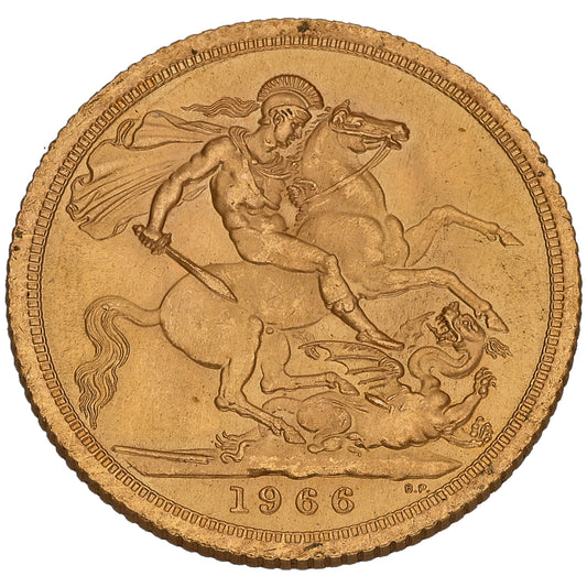22ct Gold Queen Elizabeth II Full Sovereign Coin 1966