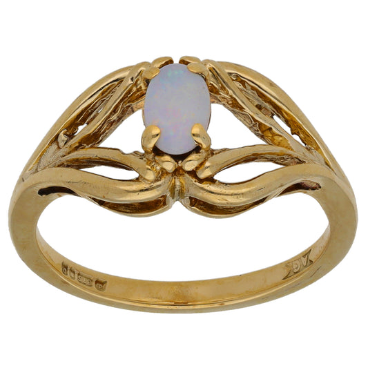9ct Gold Opal Single Stone Ring Size O
