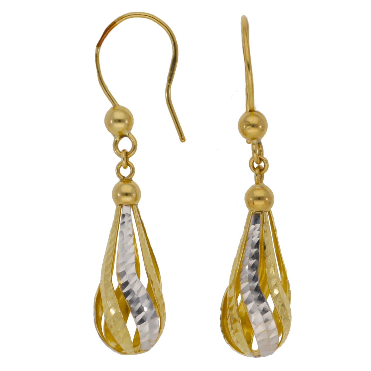9ct Bi-Colour Gold Drop Earrings