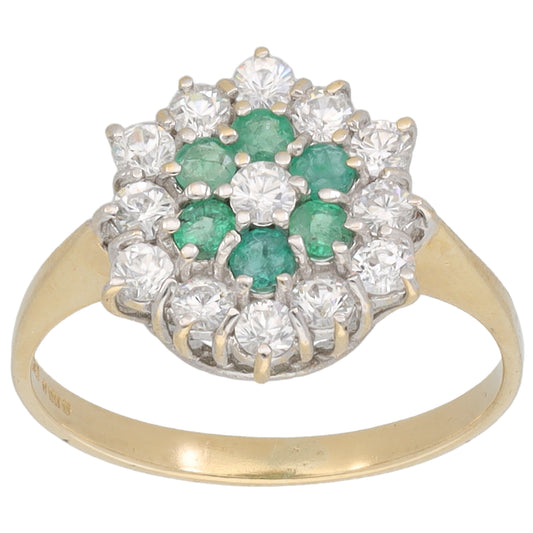 9ct Gold Emerald & Cubic Zirconia Dress/Cocktail Ring Size O
