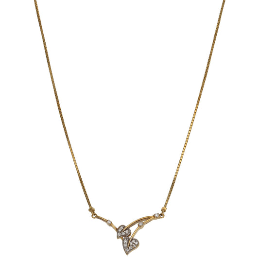 18ct Bi-Colour Gold 0.17ct Diamond Fancy Necklace 14"