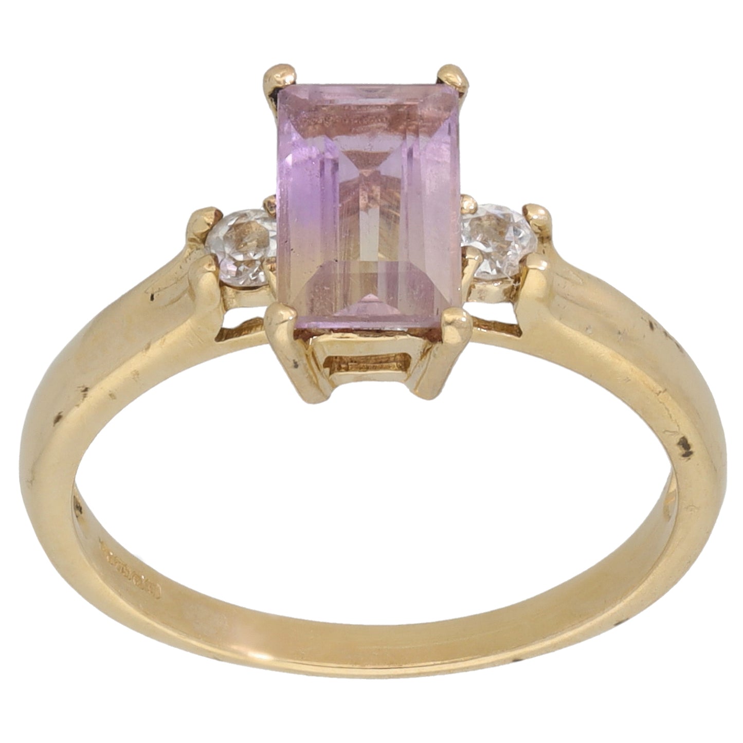 9ct Gold Ametrine & Quartz Trilogy Ring Size N