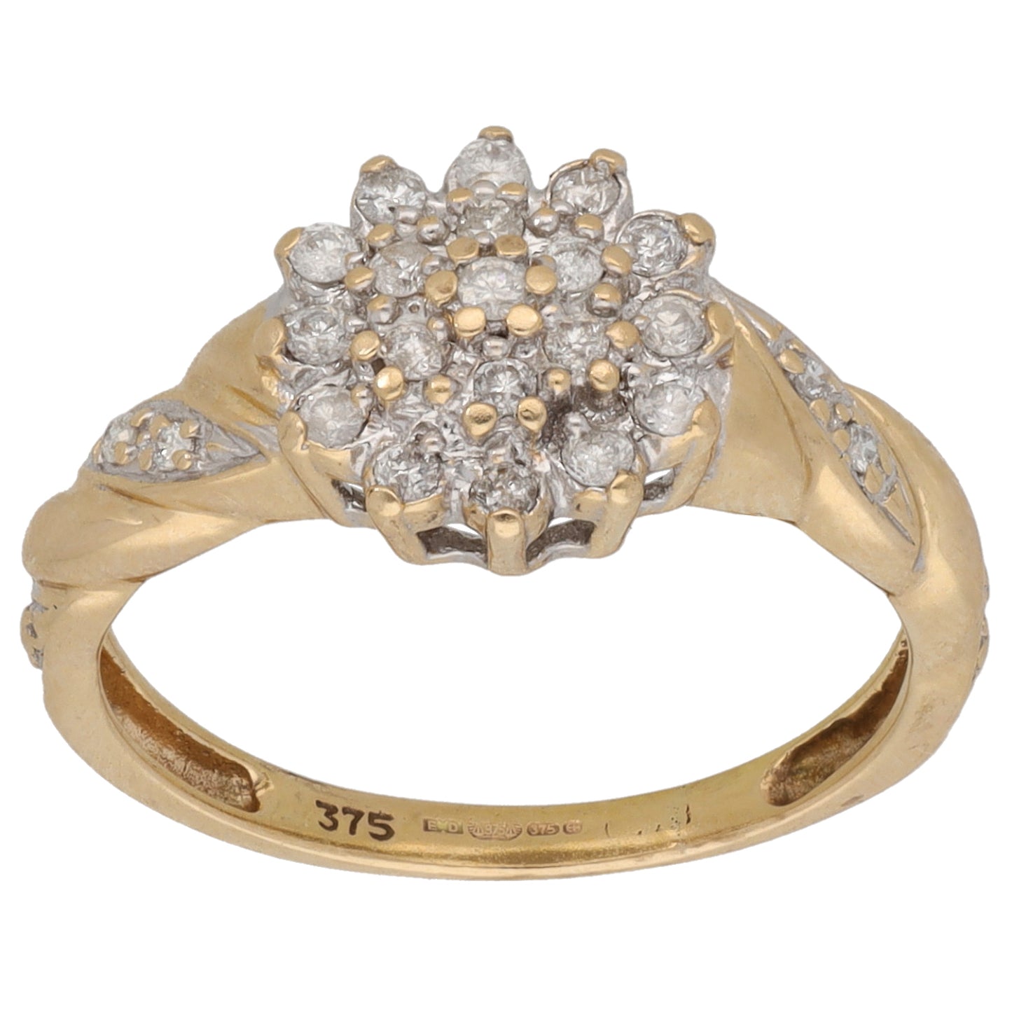 9ct Gold 0.21ct Diamond Cluster Ring Size M