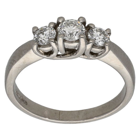 Platinum 0.20ct Diamond Trilogy Ring Size K