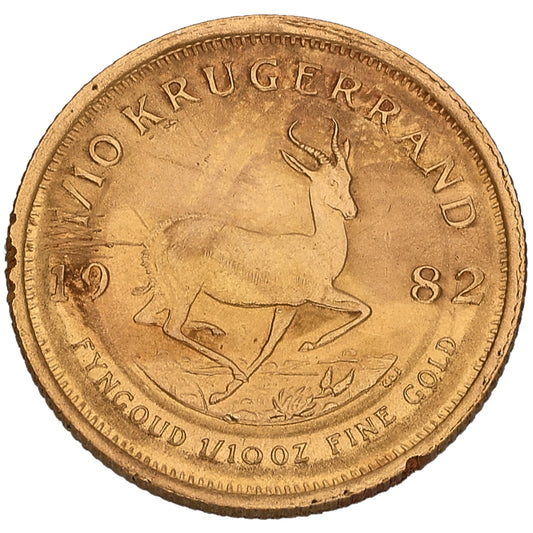 22ct Gold 1/10 OZ Krugerrand Coin 1982