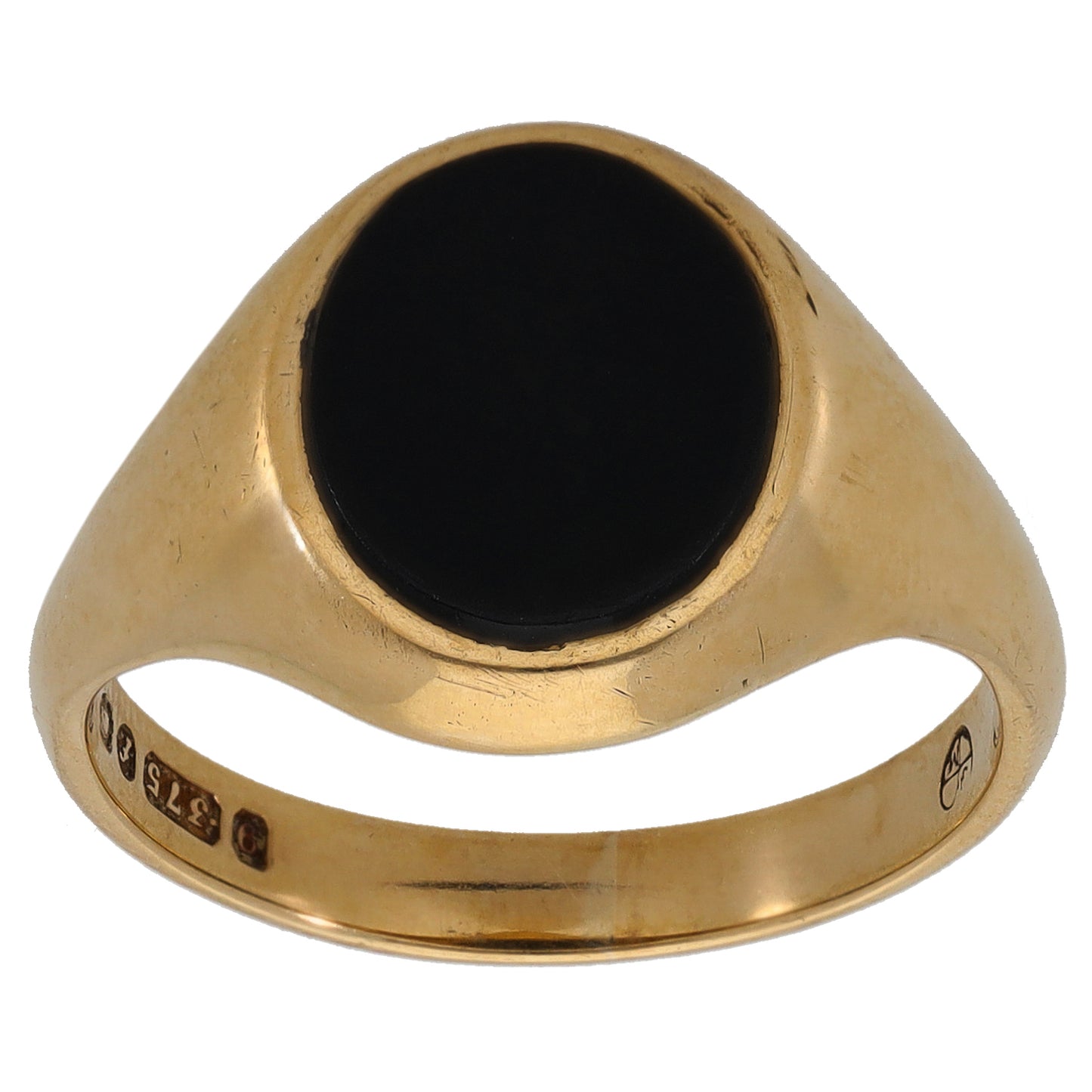 9ct Gold Onyx Single Stone Signet Ring Size P