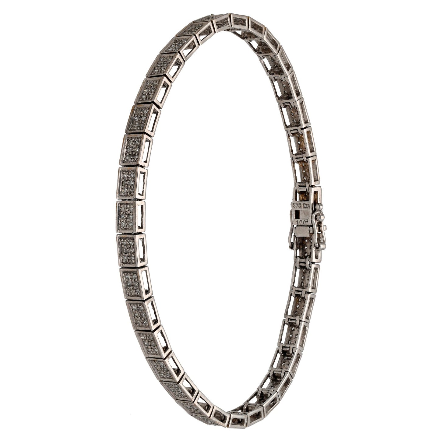 9ct White Gold 1.00ct Diamond Fancy Stone Set Bracelet