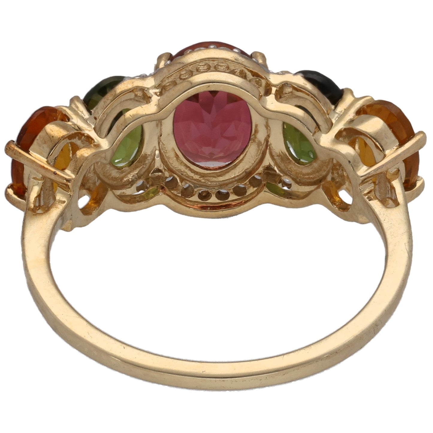 9ct Gold Tourmaline & Citrine Half Eternity Ring Size N