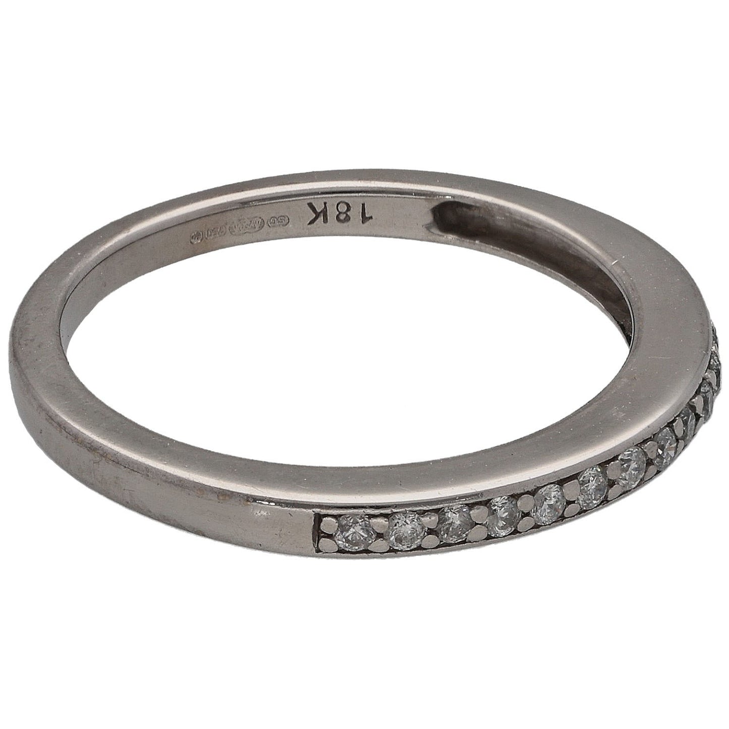 18ct White Gold 0.12ct Diamond Half Eternity Ring Size K