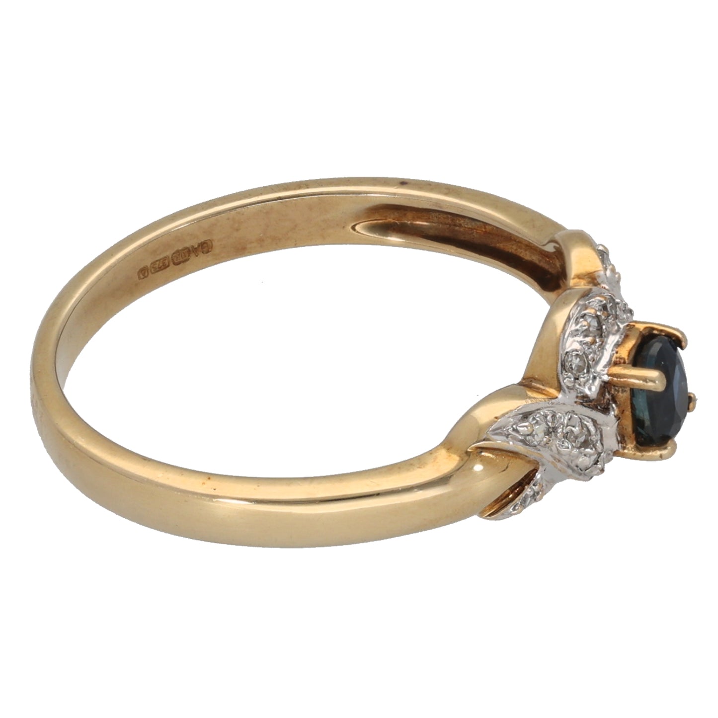 9ct Gold 0.14ct Diamond & Sapphire Dress/Cocktail Ring Size P