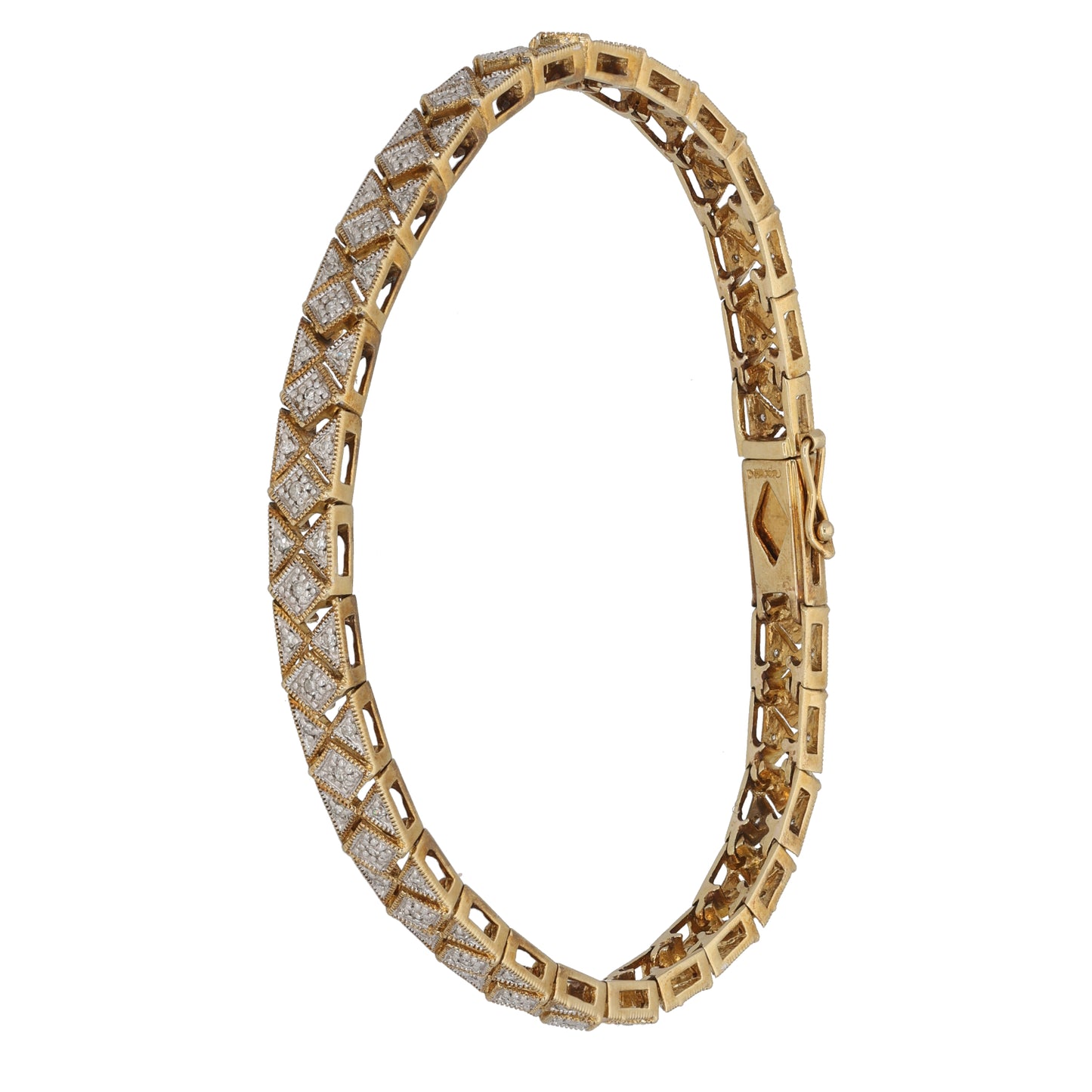 9ct Gold 0.93ct Diamond Fancy Stone Set Bracelet