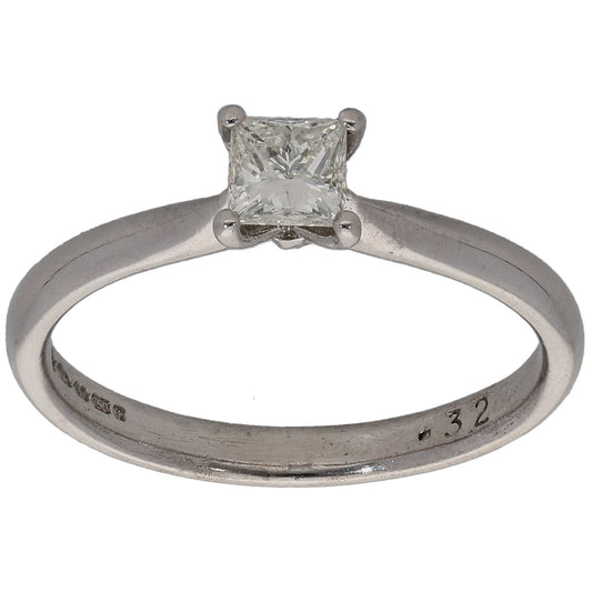 18ct White Gold 0.32ct Diamond Solitaire Ring Size K
