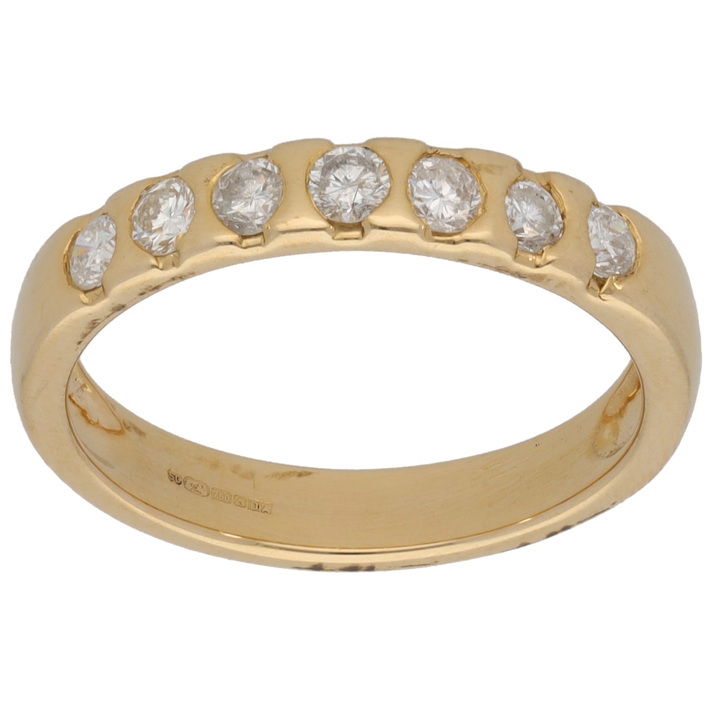 18ct Gold 0.50ct Diamond Half Eternity Ring Size O