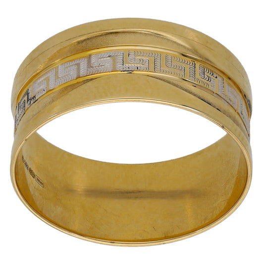 14ct Bi-Colour Gold Patterned Wedding Ring Size N