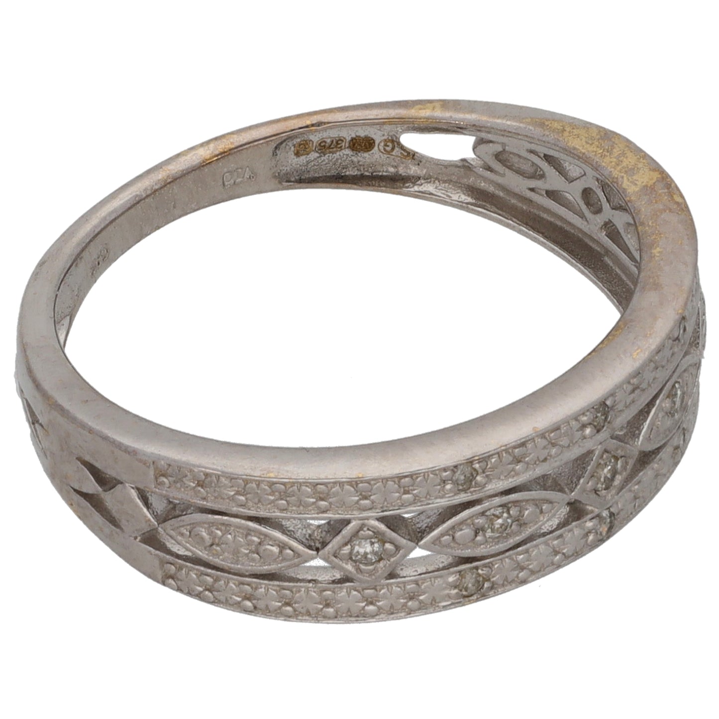 9ct White Gold 0.08ct Diamond Half Eternity Ring Size L