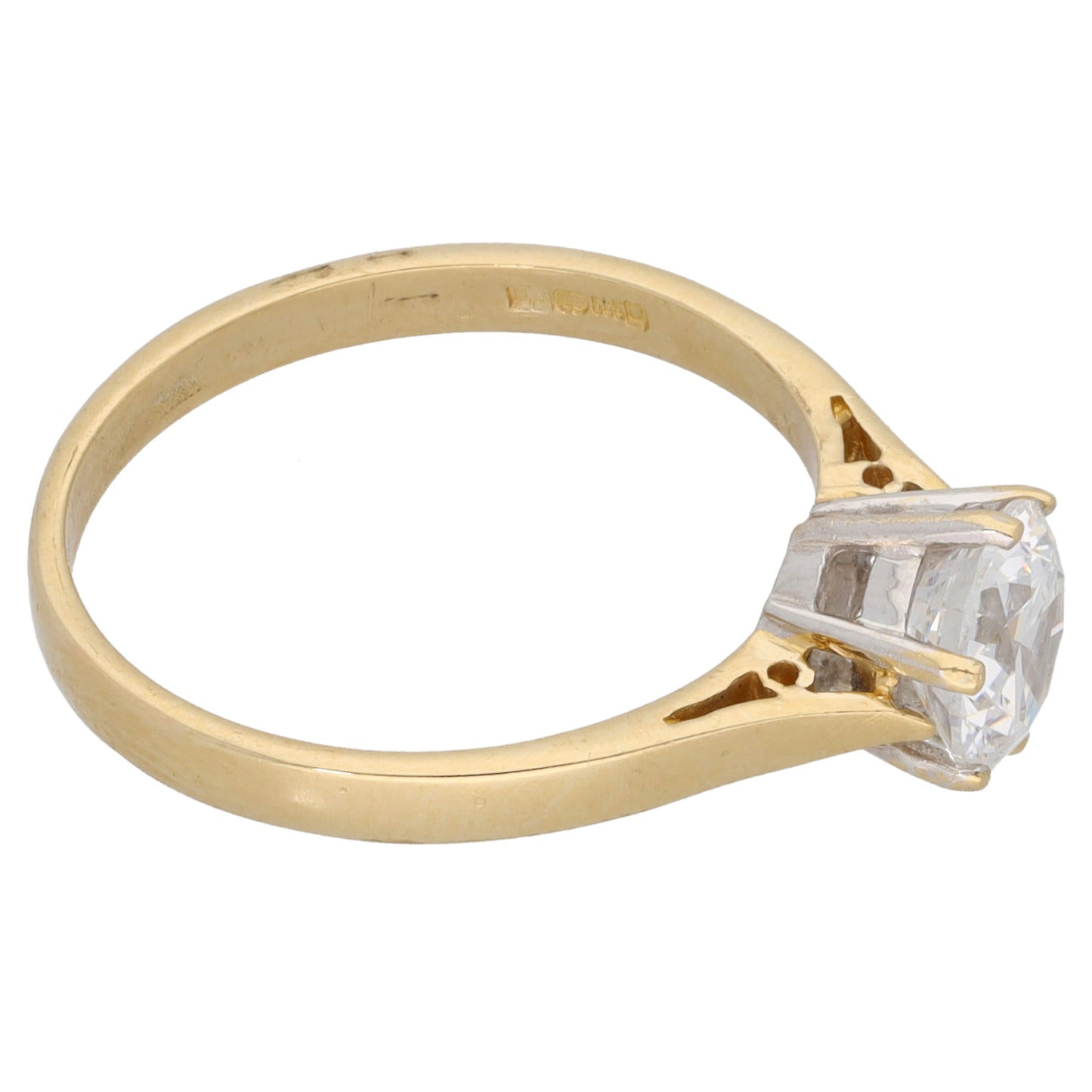 14ct Gold Cubic Zirconia Single Stone Ring Size M