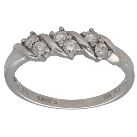 9ct White Gold 0.33ct Diamond Dress/Cocktail Ring Size O