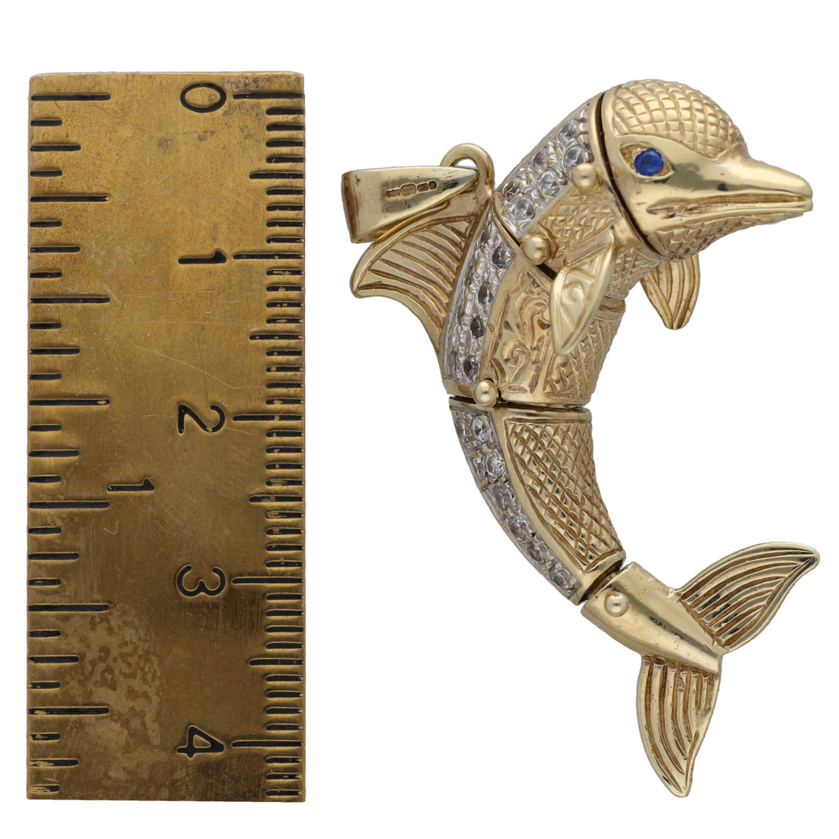 9ct Gold Imitation Gems Dolphin Pendant
