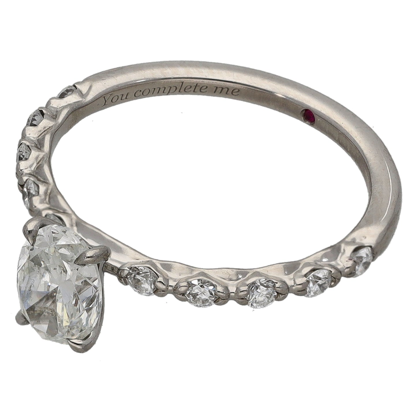Platinum 1.10ct Diamond Solitaire Ring With Accent Stones Size M