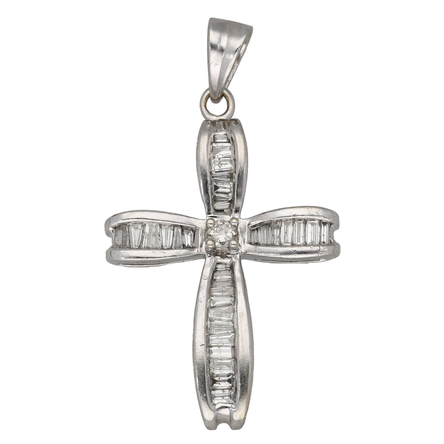 18ct White Gold 0.98ct Diamond Cross Pendant