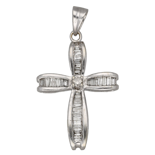 18ct White Gold 0.98ct Diamond Cross Pendant