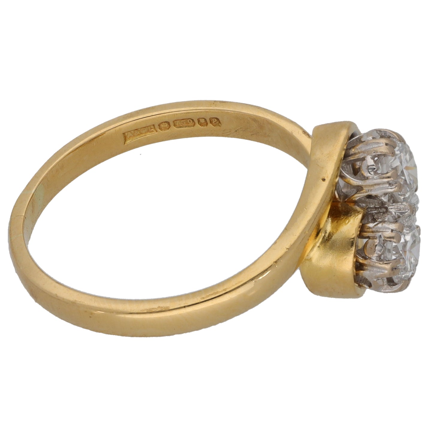 18ct Bicolour Gold 0.40ct Diamond Two Stone Ring Size O