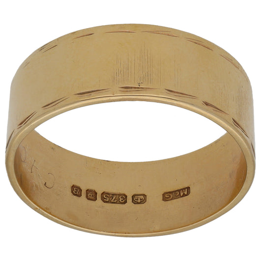 9ct Gold Patterned Wedding Ring Size U