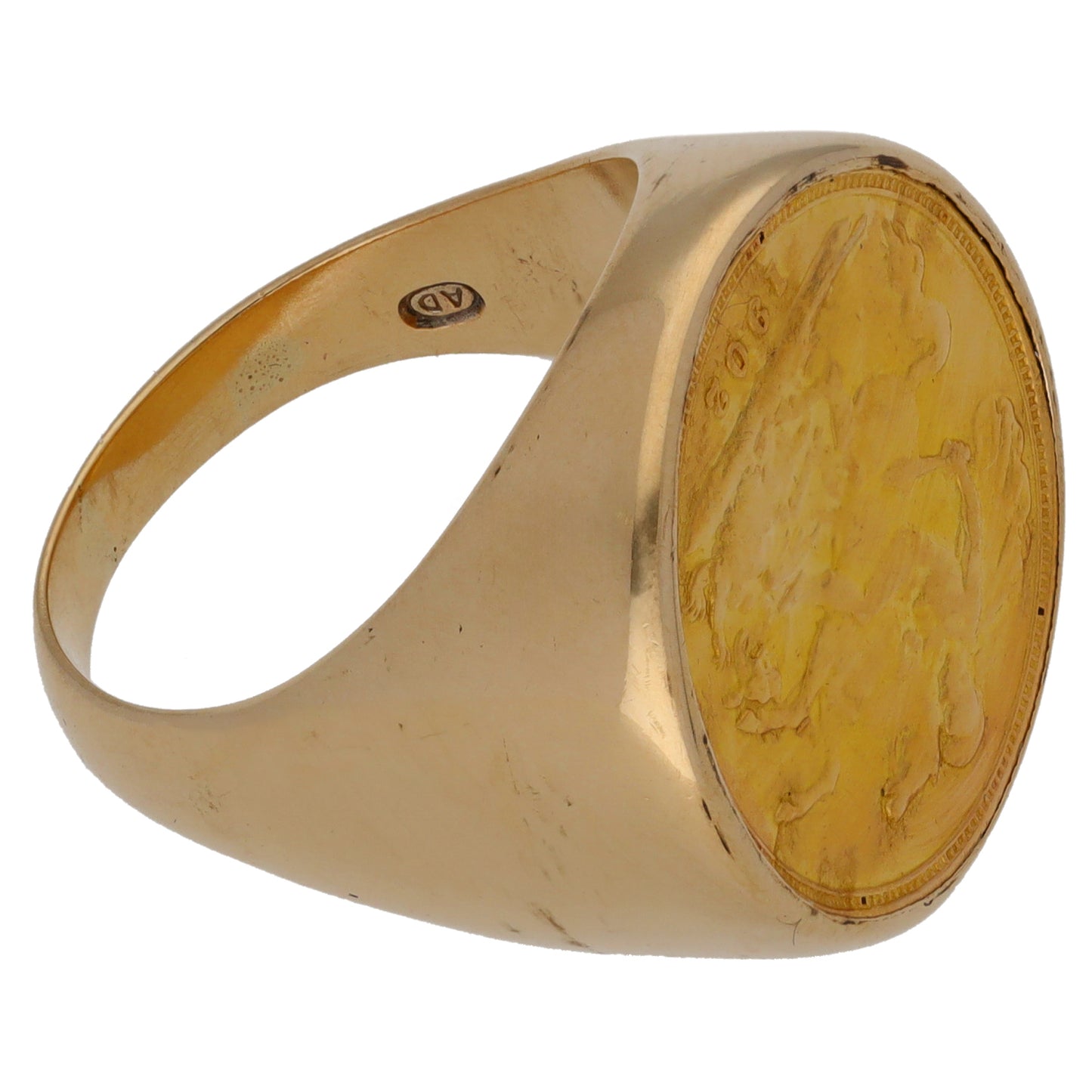 9ct Gold Half Sovereign Coin Ring Size P