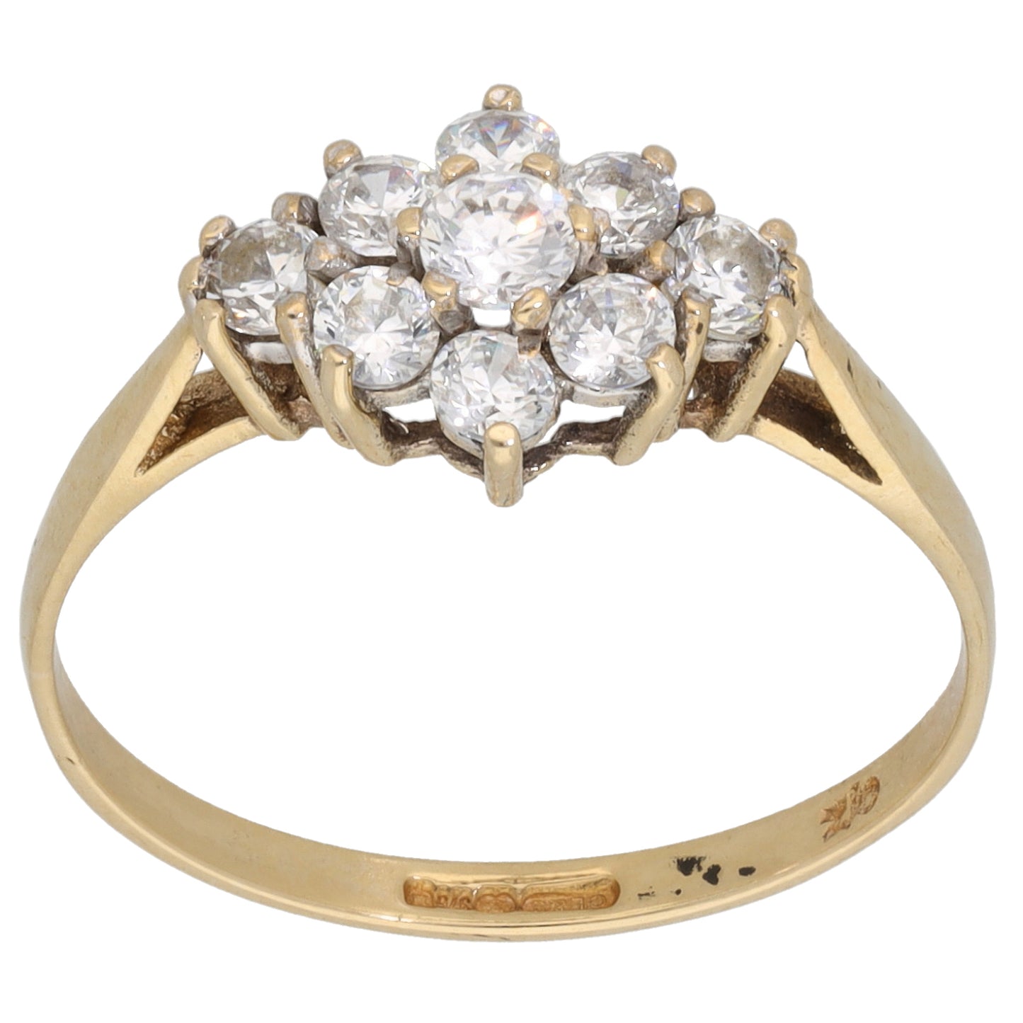 9ct Gold Cubic Zirconia Cluster Ring Size S