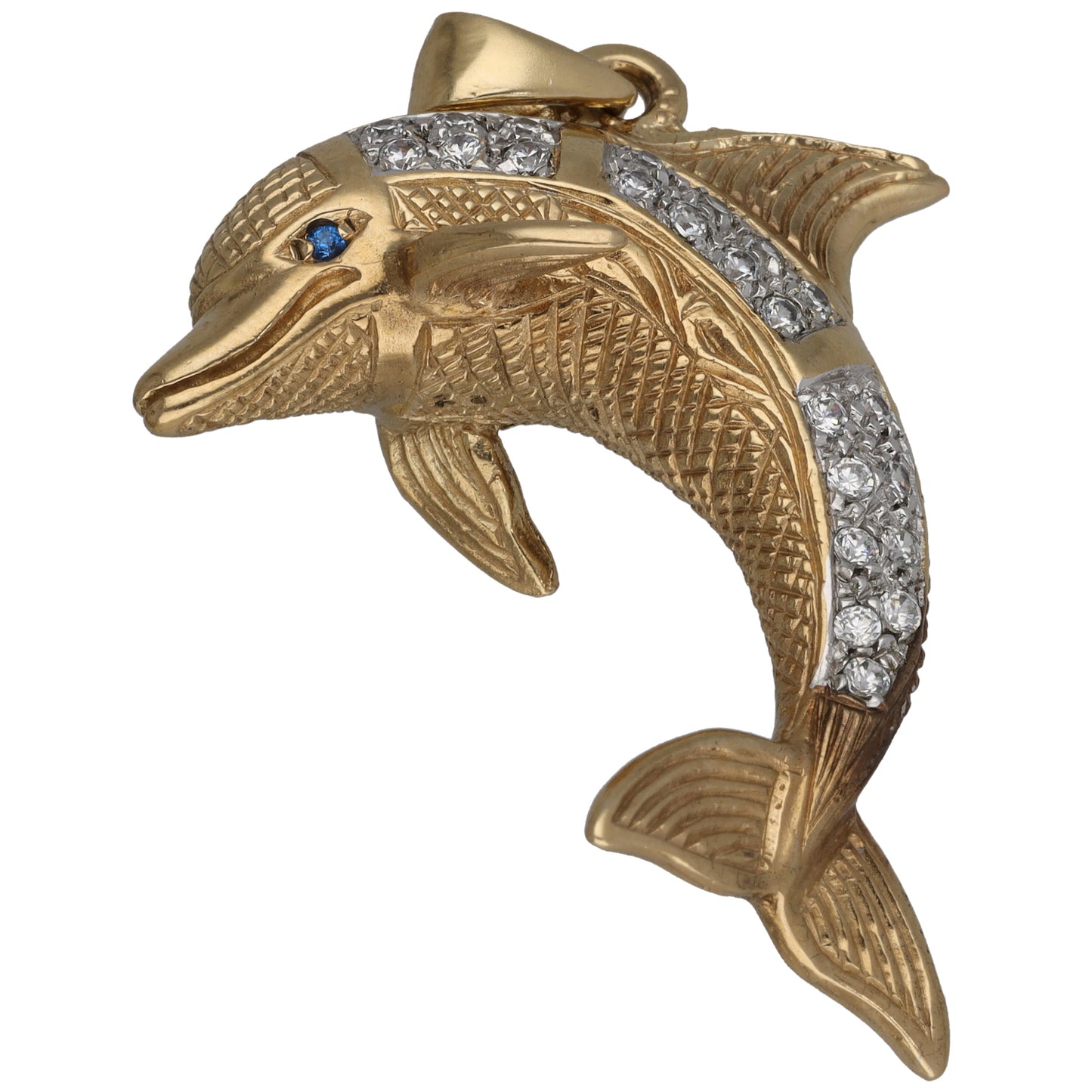 9ct Gold Imitation & Cubic Zirconia Dolphin Pendant