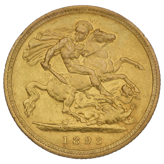 22ct Gold Queen Victoria Half Sovereign Coin 1893